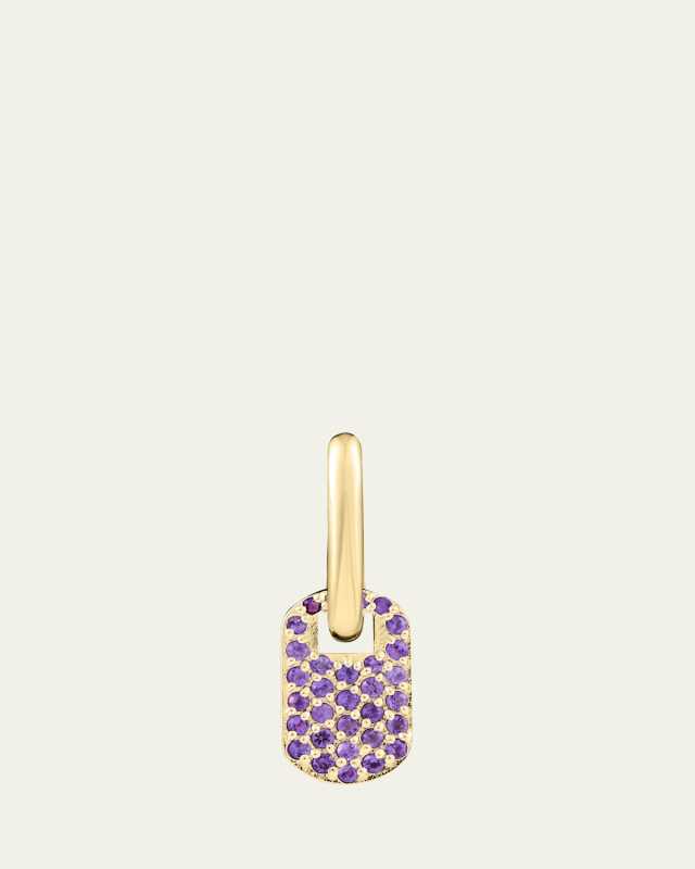Pavé Amethyst Baby ID Hoop Earring, Single